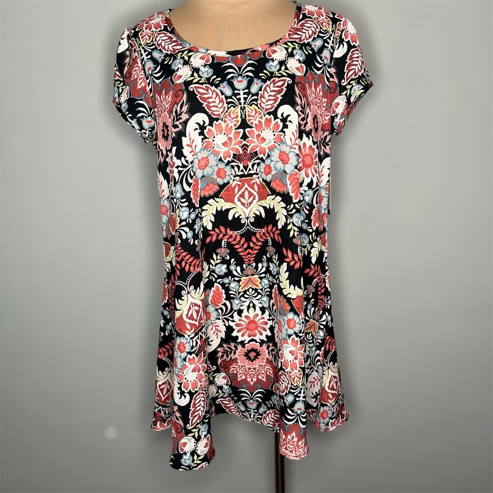 Society Girl Dress Large Womens Maximalist Mini Floral A-Line Casual Crepe New